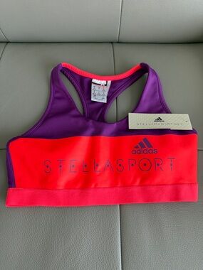 Adidas by Stella McCartney Purple and Neon Orange Stellasport Crop Top in Medium